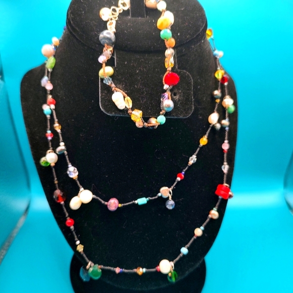 Boutique Jewelry - Boutique Beaded LONG Necklace and Bracelet Bundle!